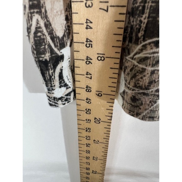 Woman Within Floral Batik Tunic Top Womens 1X 22/24 Black Beige 3/4 Slv V-Neck - Picture 7 of 7